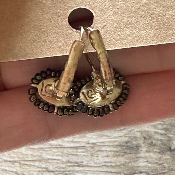 BOGO FREE Green brass stone earrings nice clasps! - Picture 4 of 4